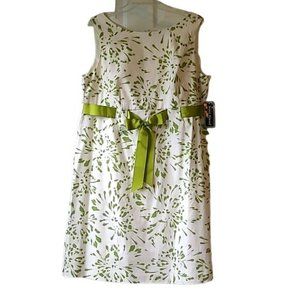 Pretty White and Lime Green Jessica Howard Woman Dress | NWT | 14 W